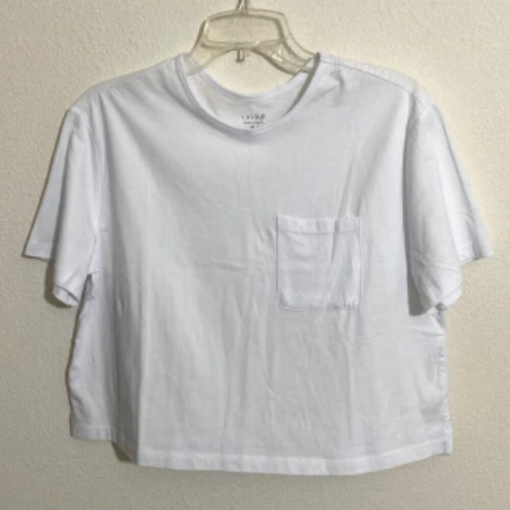 CALME Women's Cropped Boxy Pocket Tee T-Shirt Size XS